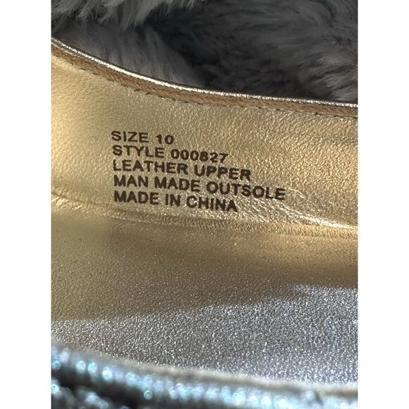 Lilly Pulitzer Krisie Wedge sandals Metallic Gold Leather 10 Slingback Peep Toe - Picture 8 of 8